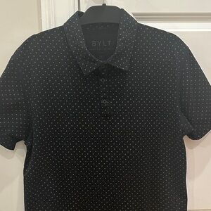 BYLT Men's Drop Cut Lux Black Polka Dot Polo